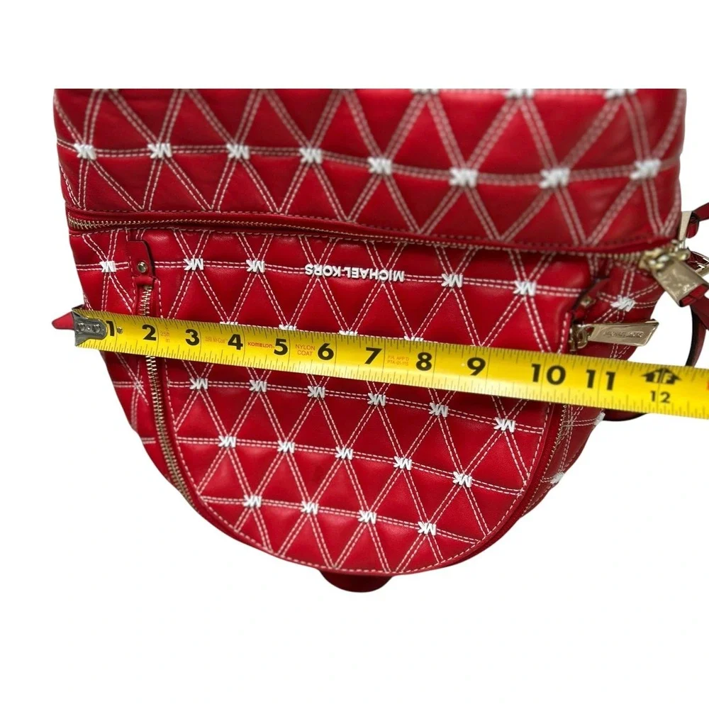 Michael Kors Rhea Medium Zip Quilted Leather Backpack – Bright Red